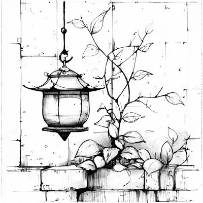 Detailed Lantern Coloring Page