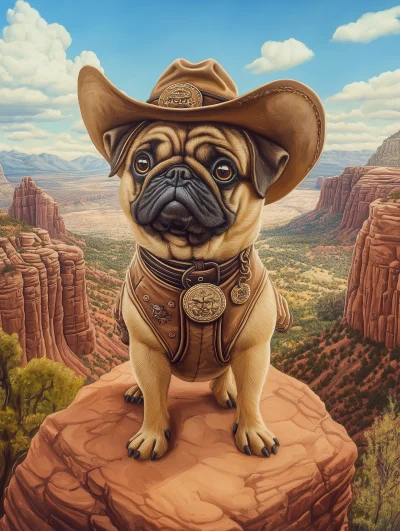 Cowboy Pug in Sedona Canyon