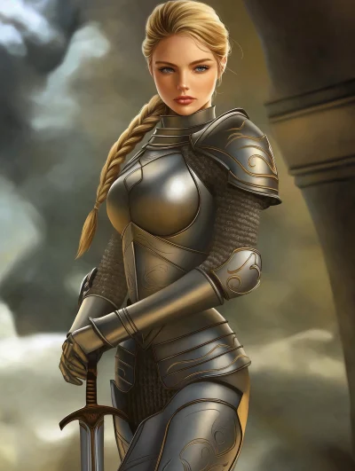 Golden-haired Female Paladin Portrait