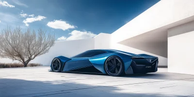 Blue Angular Hyper Car Concept