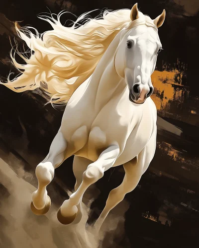 Majestic White Horse Painting