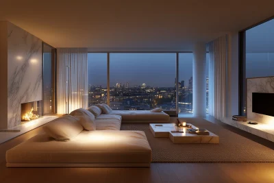 City Penthouse Living Room Overlooking London