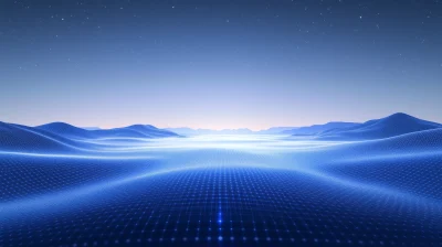 Blue Glow 3D Grid Landscape