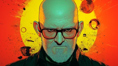 Anime Illustration: Middle Aged Bald Man with Glasses