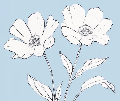 White Ink Flower Drawing