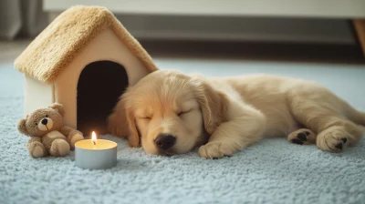 Cozy Golden Retriever Puppy Nap