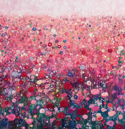 Colorful Floral Field Painting