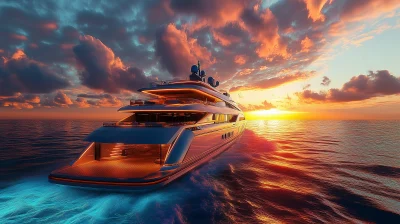 Luxury Yacht at Sunset