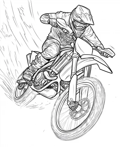 Dirt Biker Skidding Coloring Page