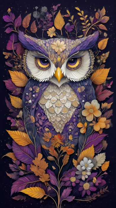 Purple Owl in a Purple Forest