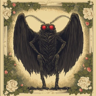 Joyful Mothman Illustration