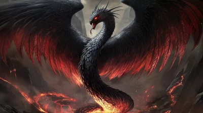 Majestic Black Cobra Rising from Ash