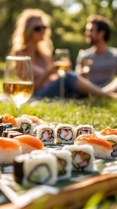 Family Picnic on a Grassy Field