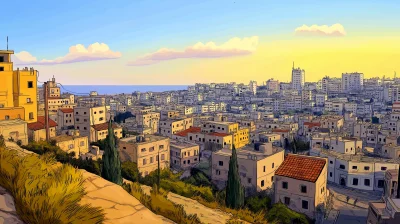 Comic Style Image of the West Bank