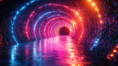 Colorful Glowing Neon Tunnel