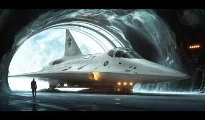 White Space Ship Jet Concept Art