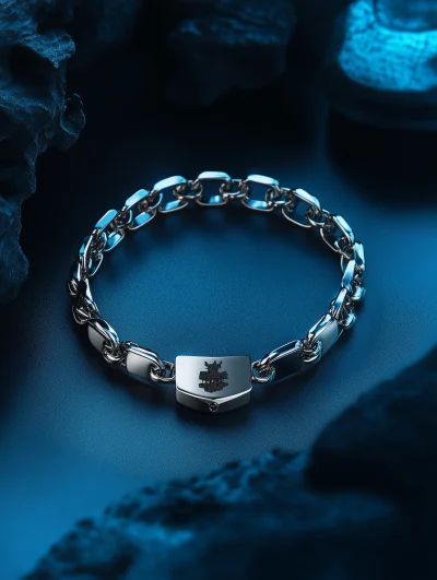 Vintage Steel Bracelet on Dark Background