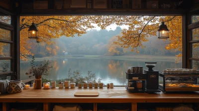 Cozy Outdoor Café Terrace in Autumn