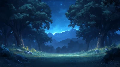 Nighttime Mountain Landscape