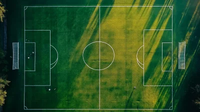 Aerial soccer field view