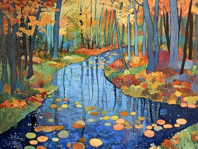 Whimsical Autumn Forest Painting