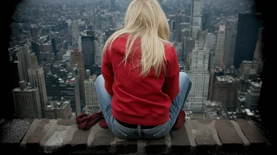 Woman Sitting on Skyscraper Edge