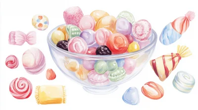 Sweet Candy Watercolor Clipart