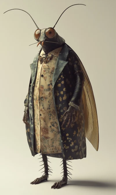 Surreal Human Roach in 1920s Dress