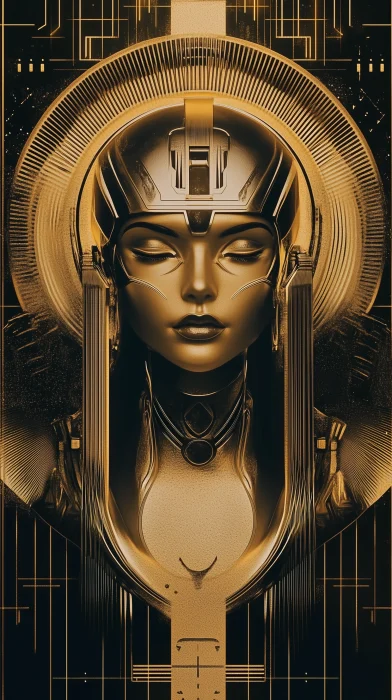 Black and Gold Cyberpunk Art Deco Poster