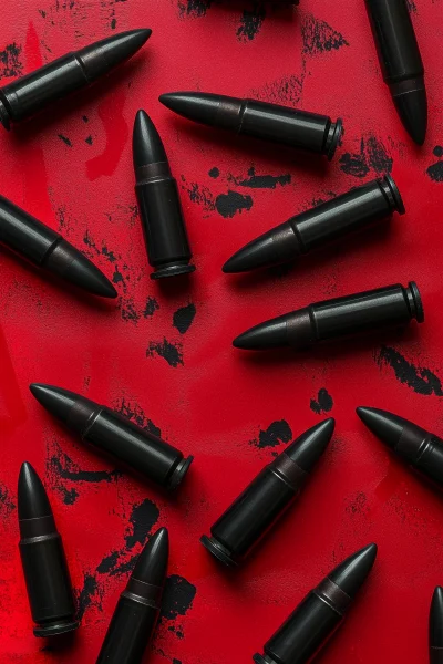 Black Bullets on Red Surface