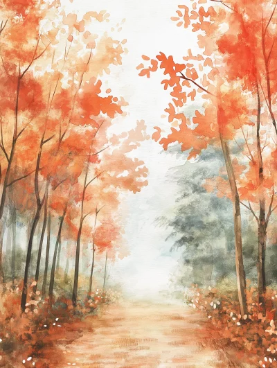 Autumn Forest Watercolor Scrapbooking Paper