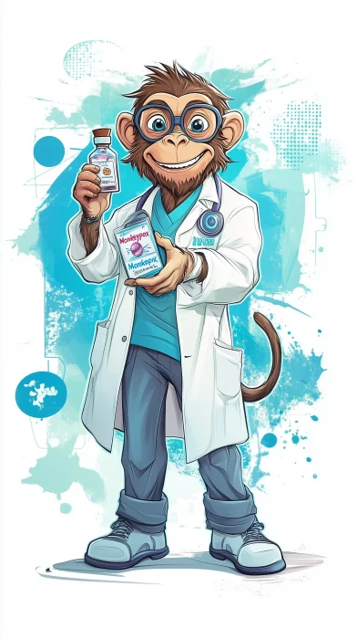 Stylized Monkey Holding Vial