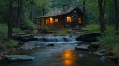 Enchanted Log Cabin in the Forest