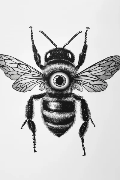 Bee with Human Eye Illustration