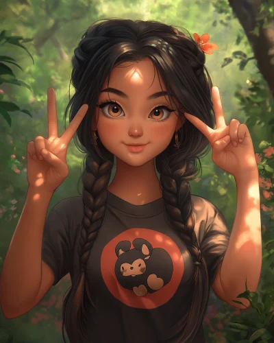 Filipina Girl Making a Peace Sign