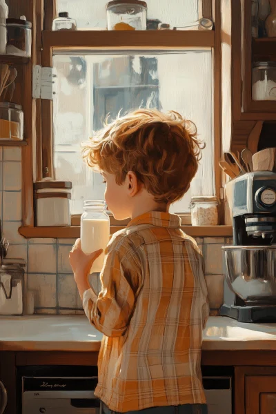 Innocent Boy in Kitchen