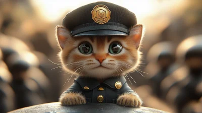 Mini Cat in Police Outfit