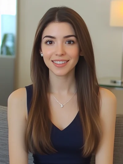 Smiling Brunette Woman in Office Setting