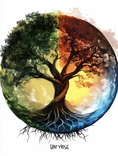 Stylized Tree Symbolizing Unity and Growth