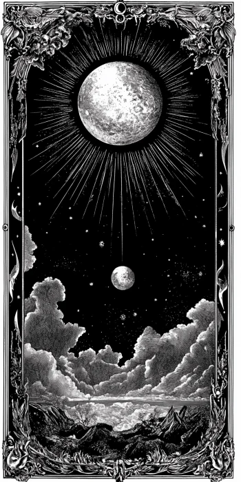 Vintage Woodcut Lunar Cycle Calendar