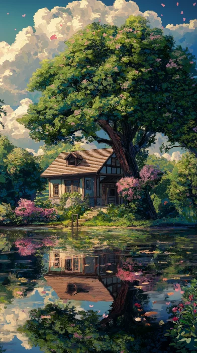 Traditional English Cottage Reflection