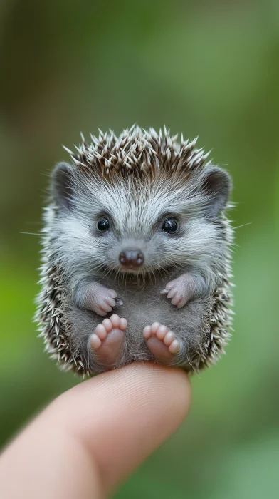 Baby Hedgehog on Fingertip