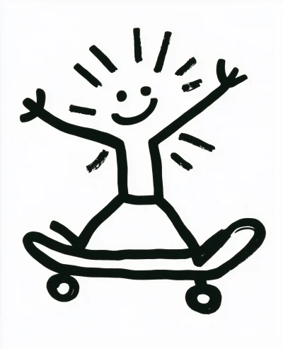 Skateboarding Stick Figure Illustration