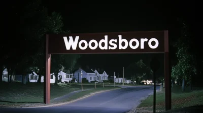 Entrance of Woodsboro Town at Night