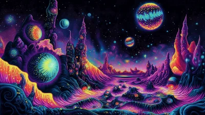 Psychedelic Cosmic Blacklight Poster