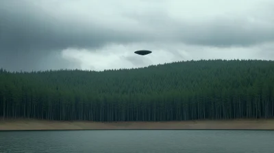 Mysterious UFO Overlooking Lake