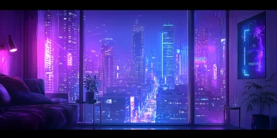 Cyberpunk Synthwave Smokey Lounge