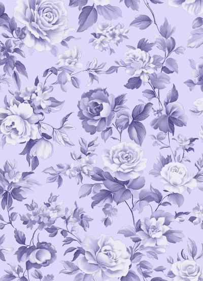 Pastel Purple Floral Toile Pattern