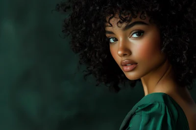 Elegant Black Woman in Green