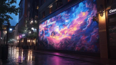 Nighttime Urban Mural of Cosmic Intelligence